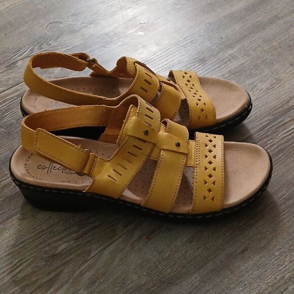 Collection by Clarks Lexi Qwin Yellow Leather Sandals Women’s Size 8N - Picture 5 of 7